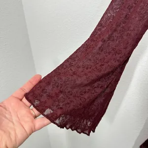 Motel Size XL Burgundy Velvet Mini‎ Dress Sweetheart Neckline Bell Sleeve thumbnail 7