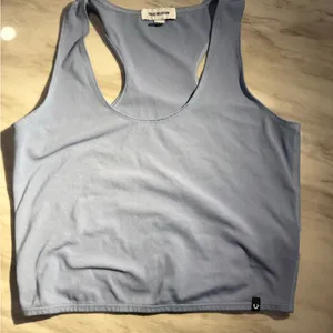 True Religion Pastel Blue Scoop Neck Crop Tank thumbnail 1