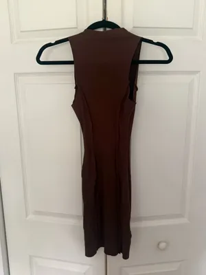 Naked Wardrobe Snatched and Sexy Bodycon Mockneck Dress Chocolate Brown Small thumbnail 6