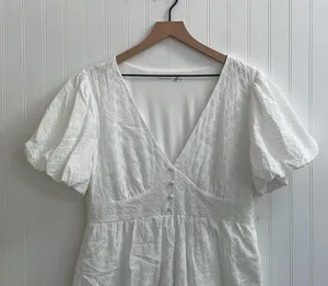 ALTAR’D STATE Briana Eyelet Puff Sleeve Sweetheart Mini Dress in White Size XL thumbnail 8
