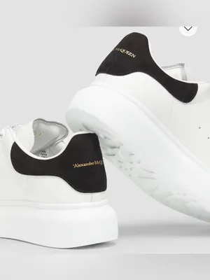 Alexander McQueen Leather Low-Top Sneakers White and Black thumbnail 2