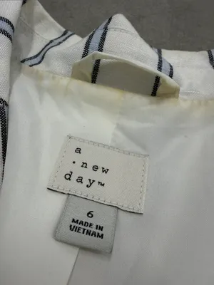 A New Day Blue & white White Linen Pinstripe Blazer thumbnail 4