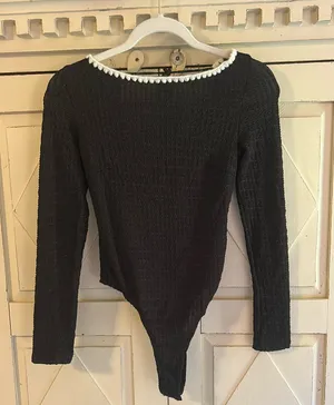Hello Molly Black Longsleeve Bodysuit thumbnail 1