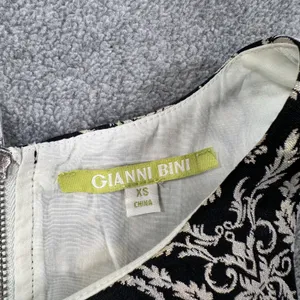 Gianni Bini Gold Metallic Racerback Sleeveless Dress Size XSmall Flare High Neck thumbnail 3