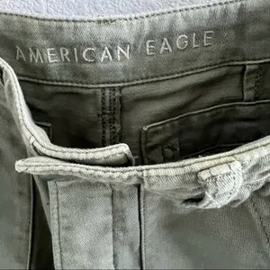 American Eagle Muted Army Green Button Fly Fray Hem Shorts Cargo Utility Style thumbnail 7