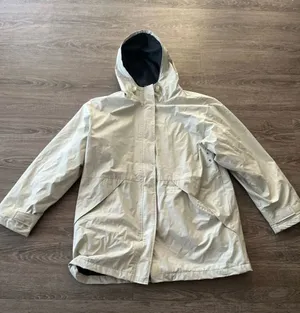 Outbrook Fleece Lined Rain Jacket Womens Medium Cream Hooded Utility Coat thumbnail 1