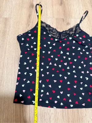 Joyspun Y2K Coquette Black Heart Print Lace Cami Top Small thumbnail 4