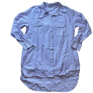 Anthropologie Oversized Button Up Tunic Blouse‎ Lavender Purple Stripe Medium thumbnail 2