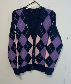 Torrid Diamond Argyle Pattern Cardigan Blue, Lavender, Pink Button Up 072626 thumbnail 1