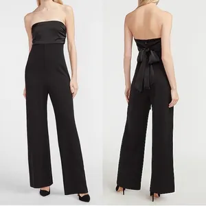 NWT EXPRESS Satin Pieced Strapless Jumpsuit BLACK XS thumbnail 2