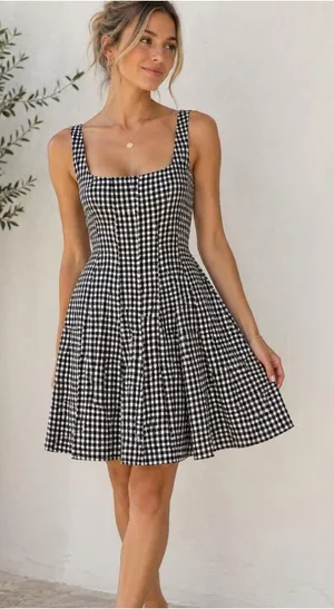 Bailey/44 Black White Gingham Print Dress Women’s 2 thumbnail 1