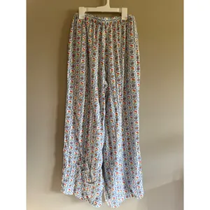Dippin Daisy Women Floral Tile Print Wide Leg Lounge Pants Blue White Red Size M thumbnail 2