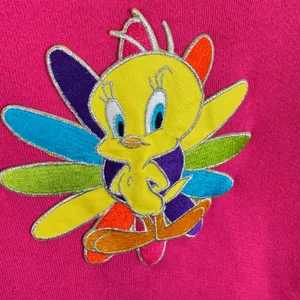 Looney Tunes Vtg 1997 Cotton Blend Pink Crew Neck Tweety Bird Sweatshirt 14W 16W thumbnail 3