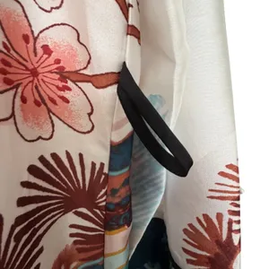 Forever 21 Kimono Duster Robe Satin Multicolor‎ Japanese Scenic Print Long S thumbnail 7