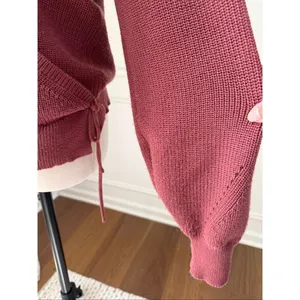 Gentle Fawn Balletcore Mauve Tulip Pink Crossfront Sweater L thumbnail 7