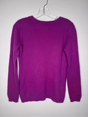 Loft Purple Cashmere V-Neck Cozy Women's Sweater thumbnail 3