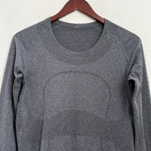 LULULEMON Black Heathered Swiftly Tech Crew Neck Long Sleeves Size 10 thumbnail 5