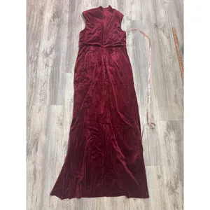 Lulus Alluring Image Burgundy Ruched Velvet Mock Neck Maxi Dress Size XL‎ NWT thumbnail 4