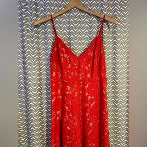 Lulus | One Wish Red Lace Midi Dress, size M thumbnail 5