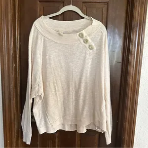 We The Free Free People Long Sleeve Top Womens L Cream Button Detail‎ Slouchy thumbnail 9