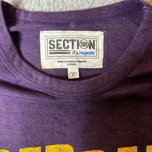 LSU T-Shirt Womens Medium Purple Tee TigerBait Section 101 Majestic‎ NEW thumbnail 3