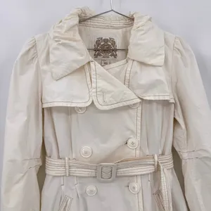 Esprit Trench Coat Ivory Cream Double Breasted Belted Y2K Waterproof Medium thumbnail 5