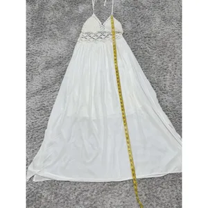 Lilbetter Womens Ivory Crochet Halter Maxi Dress Boho Beach Resort Vacation S thumbnail 13