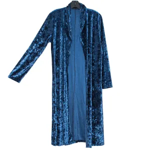 Duster Cardigan Crushed Velvet Y2K 90s Whimsigoth Witchy Grunge Open Blue Medium thumbnail 5