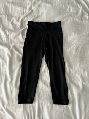 Black Cropped Active Leggings With Slit Detail thumbnail 2