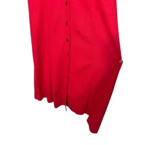 White Stag Red Linen Blend Button Front Maxi Dress Back Cutout Womens‎ Small 4/6 thumbnail 3