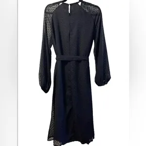 Long Sleeve Maxi Black Swiss Dot Dress Size Large thumbnail 4