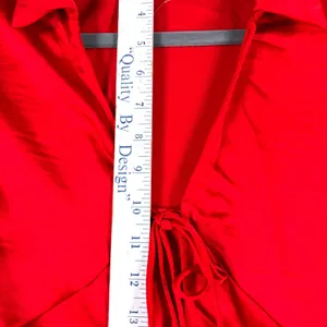 A New Day Womens Red Satin Tie-Up Front Long Sleeve Blouse Top Red Size M New thumbnail 9