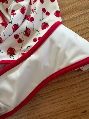 Frankie's Bikinis White One-Piece with Red Strawberry Print thumbnail 4