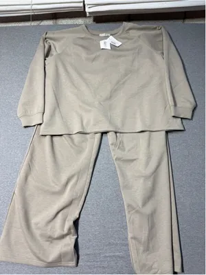 Women's Zenana Pajama Set 2X Beige thumbnail 1
