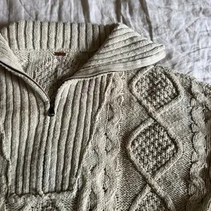 Free People Driftwood Cableknit Polo Sweater in Ivory Size Large thumbnail 8