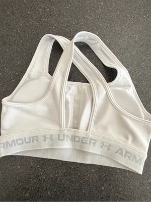 Under Armour White Crossback Sports Bra with Logo Band size S thumbnail 4