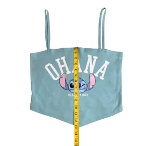 Disney Lilo & Stitch "Ohana Means Family" Light Blue Crop Tank Top Size L NWOT thumbnail 6