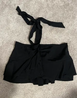 SheIn Black Cross Tie Top thumbnail 1