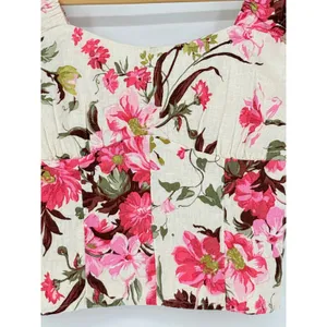Abercrombie & Fitch Floral Linen Blend Smocked Corset Top‎ Size Small Coquette thumbnail 4