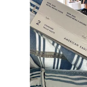 American Eagle Mom Jean Retro Indigo Stripe High Rise Denim Pants Size 2‎ NWT thumbnail 7