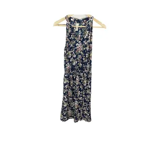 Allison Joy Floral Evereve Corbin Midi Dress S Blue Pink‎ Sleeveless A-line thumbnail 3