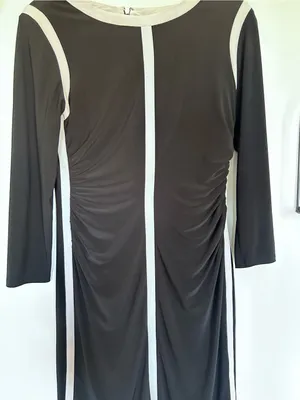 Lauren Ralph Lauren Black Long Sleeve Ruched Side Knee Length Dress Size 6 thumbnail 3
