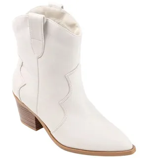Journee Collection Western Boots Size 9 White‎ Pointed Toe Block Heel thumbnail 1