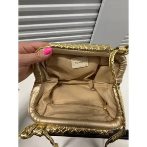 Suanni Metallic Gold Woven Intrecciato Clutch Crossbody Bag Evening Purse thumbnail 4