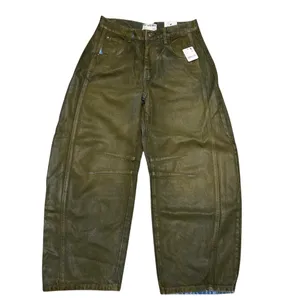 We The Free Free People Good Luck Mid-Rise Barrel Jeans Coated New Moon Brown 26 thumbnail 2
