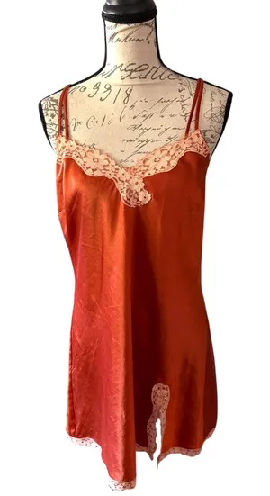 Victoria's Secret Vintage Satin Lace Nighty Slip Dress Large SEE MEASUREMENTS thumbnail 1