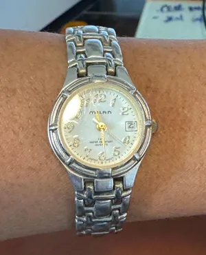 Vintage Milan Quartz Watch water resistant hour and day silver band gold numbers thumbnail 7