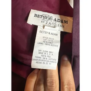 Y2K Betsy & Adam burgundy lace up back formal prom dress thumbnail 6