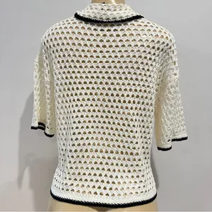 Divided Crochet Cardigan Polo Sweater Sz M Shirt Button Front H&M HM thumbnail 5