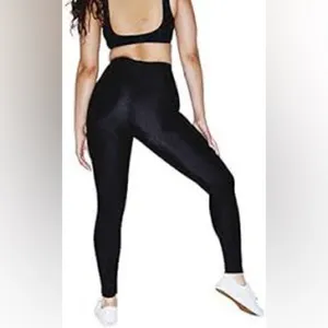 American Apparel Shiny Nylon Tricot Leggings Black Sz S Retail $34 thumbnail 2